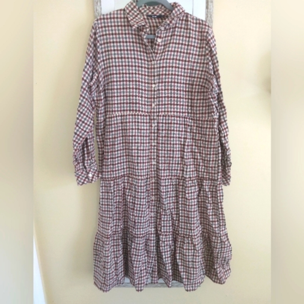 Plus Size Cream Flannel Tiered Midi Dress